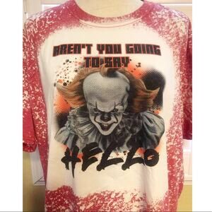 IT Bleach Dye Sublimated Handmade Graphic Tee